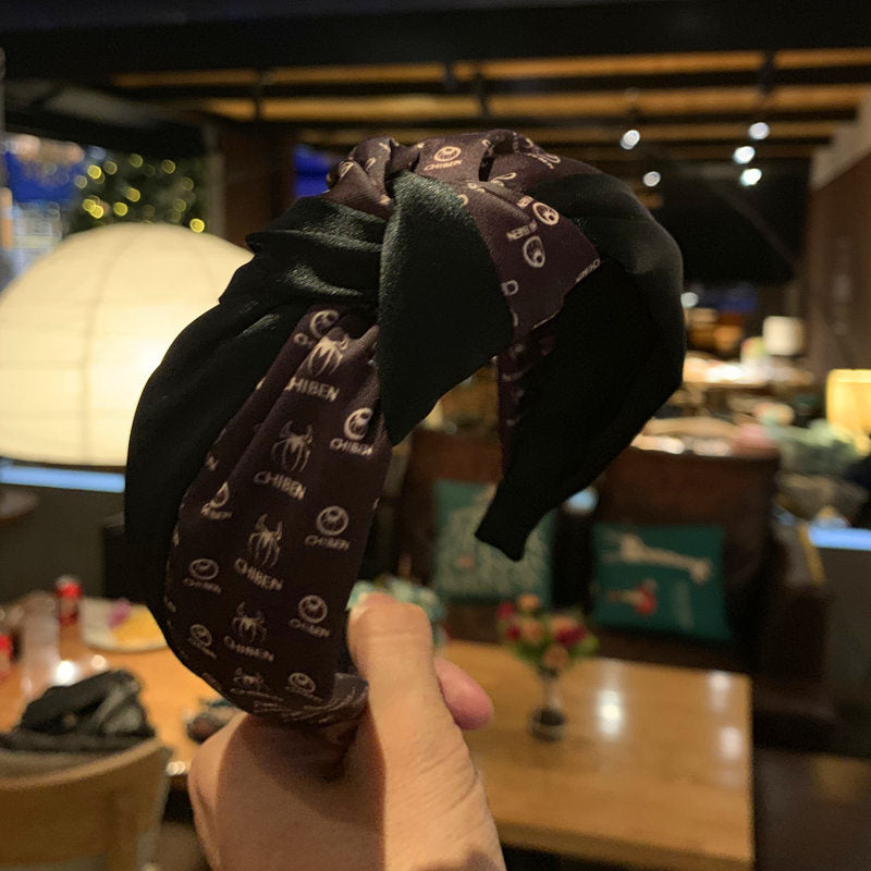 Wholesale Red and Green Contrast Middle Knot Hairband Female Korean Wide-brimmed Headband